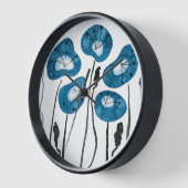 Blaue Pfauenpfeifen, Abstrakte Aquarellfarben-Blum Uhr (Winkel)
