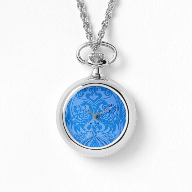 Blaue Pfauenvögel Armbanduhr (Vorderseite)