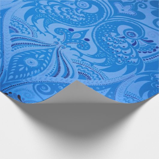 Blaue Pfauenvögel Geschenkpapier (Ecke)
