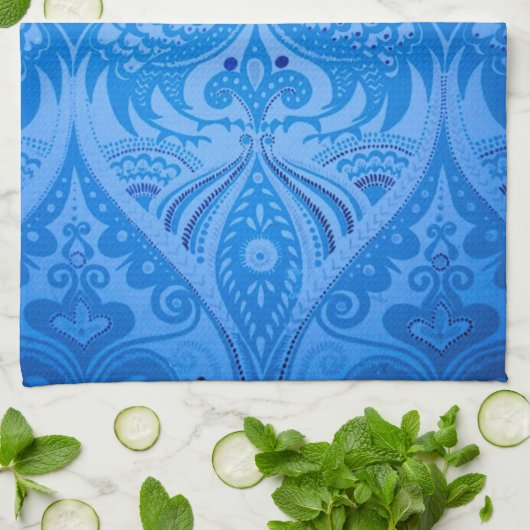 Blaue Pfauenvögel Geschirrtuch (Gefaltet)