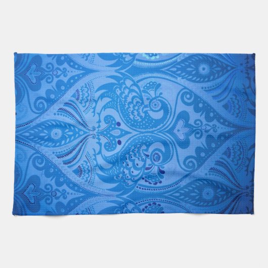 Blaue Pfauenvögel Geschirrtuch (Horizontal)