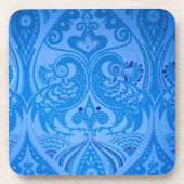 Blaue Pfauenvögel Getränkeuntersetzer (Vorderseite)