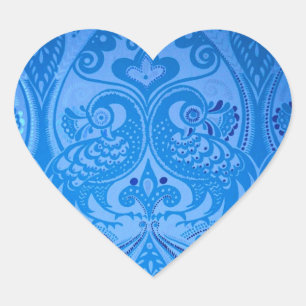 Blaue Pfauenvögel Herz-Aufkleber