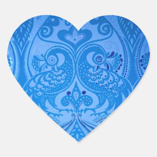 Blaue Pfauenvögel Herz-Aufkleber (Vorderseite)
