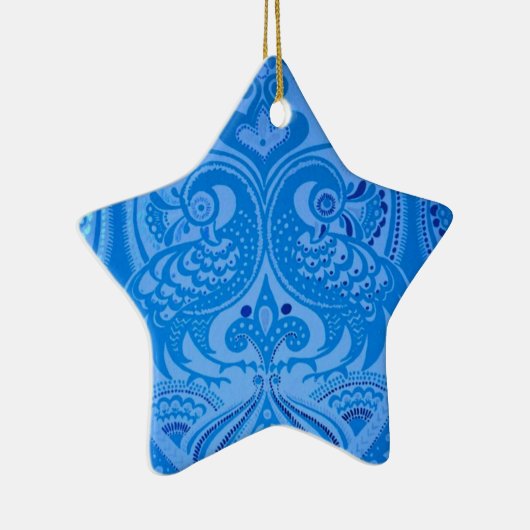 Blaue Pfauenvögel Keramik Ornament (Rechts)