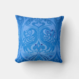 Blaue Pfauenvögel Kissen
