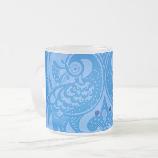 Blaue Pfauenvögel Mattglastasse (Vorderseite Links)