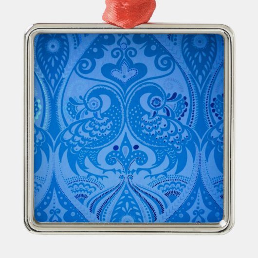 Blaue Pfauenvögel Ornament Aus Metall (Vorne)