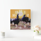 Blaue Pfaus Quadratische Wanduhr (Zuhause)