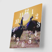 Blaue Pfaus Quadratische Wanduhr (Winkel)