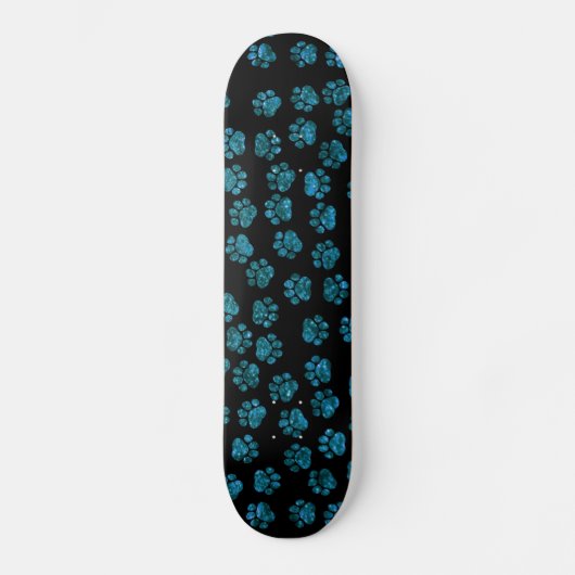 Blaue Pfeifen, Glitzer Paws, Blauer Glitzer, Hunde Skateboard (Vorderseite)
