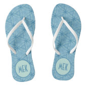 Blaue Pfeilvorlage mit Monogramm Badesandalen (Fußbett)