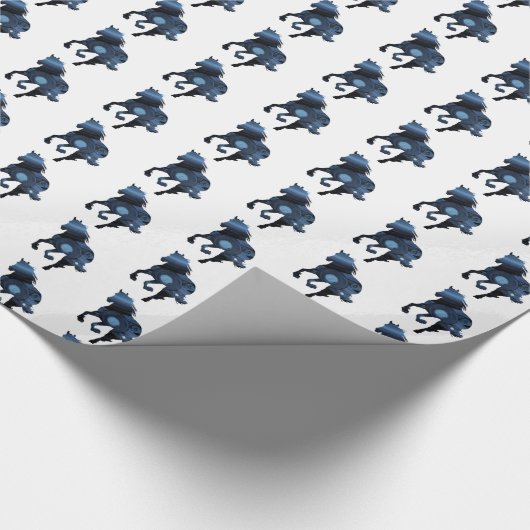 Blaue Pferde Geschenkpapier (Ecke)