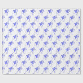 Blaue Pferde Geschenkpapier (Flach)