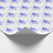Blaue Pferde Geschenkpapier (Ecke)