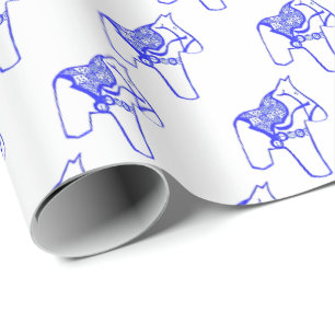 Blaue Pferde Geschenkpapier