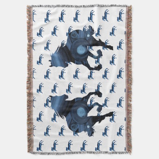 Blaue Pferde Wildes Soul Decke (Vorderseite Vertikal)