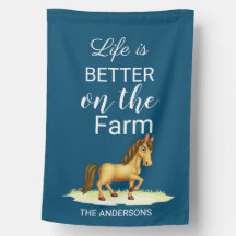 Blaue Pferdefarm Personalisiert House Flag