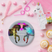 Blaue Pferdepersonalisierter PapierTeller (Party)