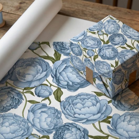 Blaue Pfingstrose Luxuriöse Blumen Geschenkpapier