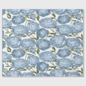 Blaue Pfingstrose Luxuriöse Blumen Geschenkpapier (Flach)