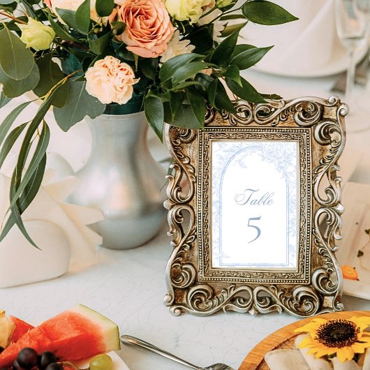 Blaue Pfingstrose viktorianischer Bogen klassische Tischnummer