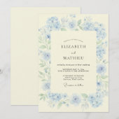 Blaue Pfingstrosen-Hochzeit Einladung (Vorne/Hinten)
