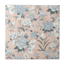 Blaue Pfingstrosen Pfirsich Botanisch Vintage Flor