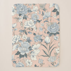 Blaue Pfingstrosen Pfirsich Botanisch Vintage Flor Sherpadecke