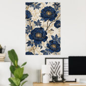Blaue Pfingstrosen Poster (Heimbüro)