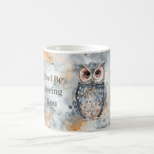 Blaue Pfirsich-Eule wird dich sehen Kaffeetasse (Mittel)