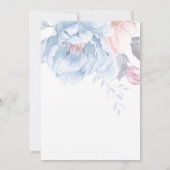 Blaue Pfirsichblume Niedliche Script Hochzeit Einladung (Rückseite)