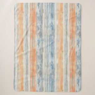 Blaue Pfirsichcreme-Streifen Sherpadecke
