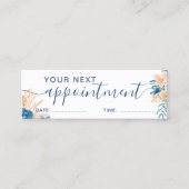 Blaue pfirsichfarbene Aquarelltermin Mini Visitenkarte (Vorderseite)