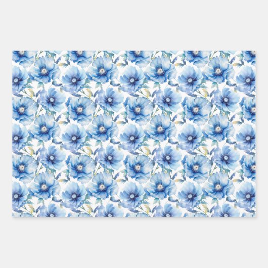 Blaue Pflaume-Blume Geschenkpapier Set (Vorderseite 3)