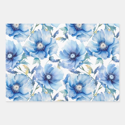 Blaue Pflaume-Blume Geschenkpapier Set (Vorderseite 2)