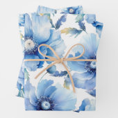 Blaue Pflaume-Blume Geschenkpapier Set (Beispiel)