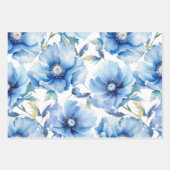 Blaue Pflaume-Blume Geschenkpapier Set (Vorderseite)