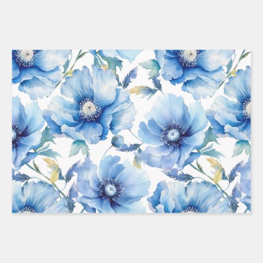 Blaue Pflaume-Blume Geschenkpapier Set (Vorderseite)