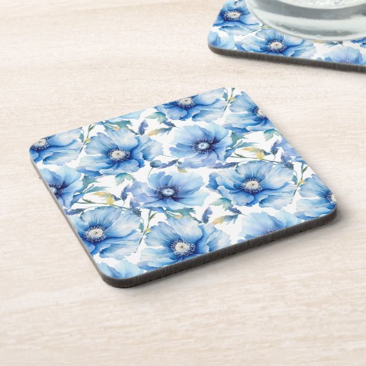 Blaue Pflaume-Blume Getränkeuntersetzer (Linke Seite)