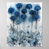 Blaue Pflaumen, Aquarellmauer, Blume Poster (Vorne)