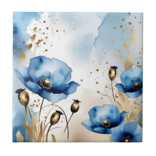 Blaue Pflaumen in Wasserfarbe Fliese