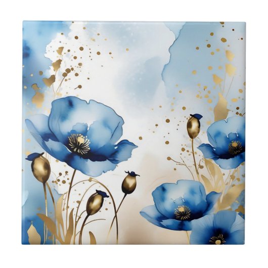 Blaue Pflaumen in Wasserfarbe Fliese (Vorderseite)