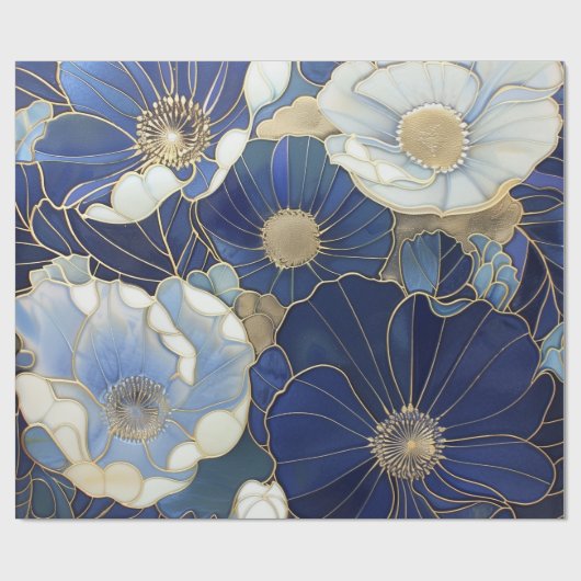 Blaue Pflaumen Vintag Inspiriert Geschenkpapier (Flach)