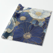 Blaue Pflaumen Vintag Inspiriert Geschenkpapier (Ungerollt)