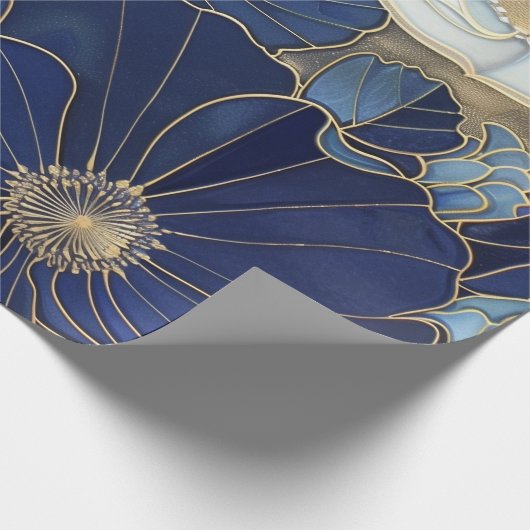 Blaue Pflaumen Vintag Inspiriert Geschenkpapier (Ecke)