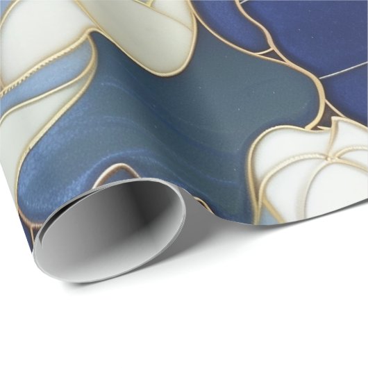 Blaue Pflaumen Vintag Inspiriert Geschenkpapier (Rolleneckpunkt)