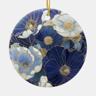 Blaue Pflaumen Vintag Inspiriert Keramik Ornament