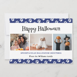 Blaue Pfoten-Foto Happy Halloween  Feiertagskarte