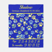 Blaue Pfoten-Haustier-Meilenstein-Decke Fleecedecke (Vorderseite)